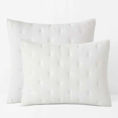 The Company Store Gauze Deco Quilted Sham In White