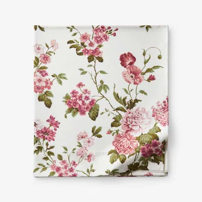 The Company Store Victorian Bloom Premium Smooth Wrinkle-free Sateen Flat Bed Sheet In White