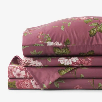 The Company Store Victorian Bloom Premium Smooth Wrinkle-free Sateen Bed Sheet Set In Red