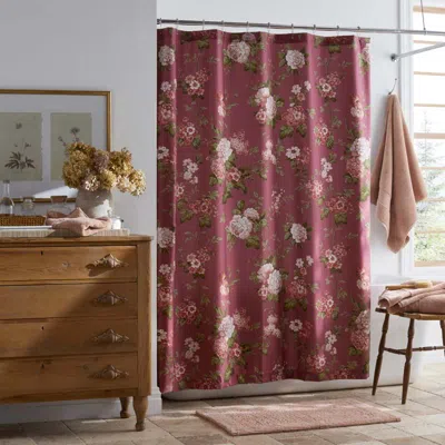 The Company Store Victorian Bloom Premium Smooth Wrinkle-free Sateen Shower Curtain In Red