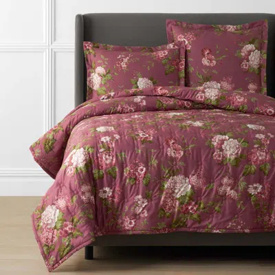 The Company Store Victorian Bloom Premium Smooth Wrinkle-free Sateen Quilted Coverlet In Red
