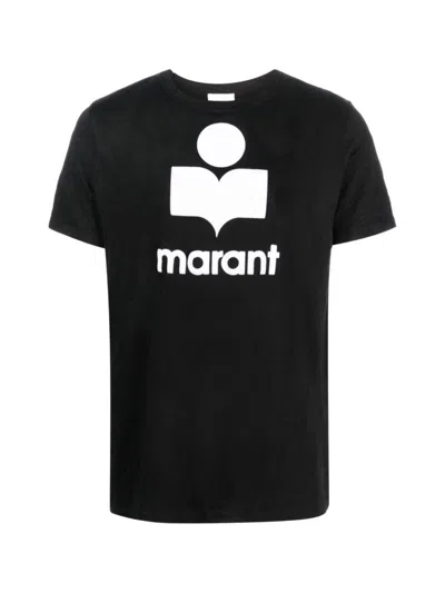 Isabel Marant Marant 'karman' Logo Linen T Shirt In Black