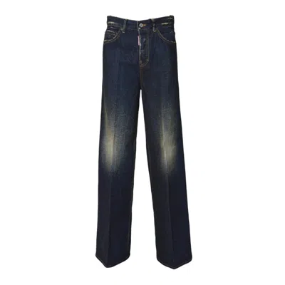 Dsquared2 Straight-leg Denim Jeans With Distressed Detailing In Blue