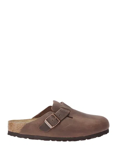 Birkenstock Boston Brown Leather Mules In Multi