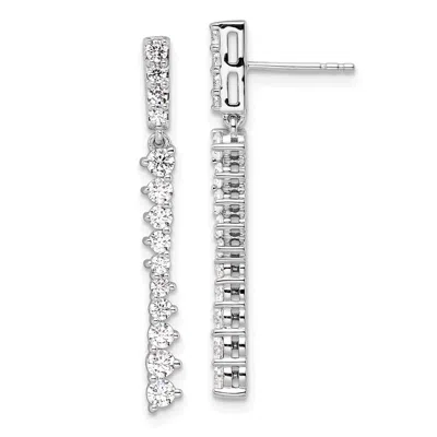 Diamond2deal 14k White Gold 1 Ct Lab Grown Diamond Drop Dangle Earrings In Metallic