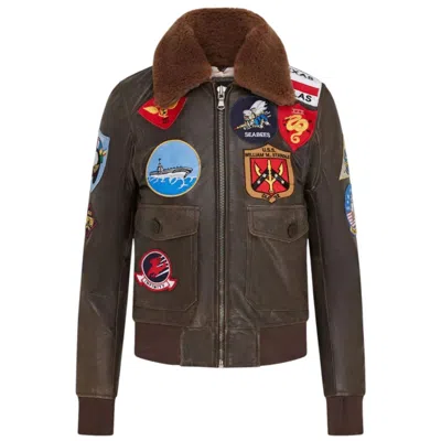 Truclothing Real Leather Air Force A2 Flight Bomber Jacket In Brown