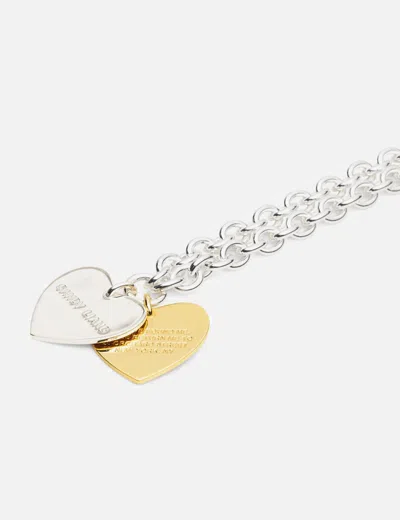 Sandy Liang Found Double Heart Pendant Necklace In Metallic