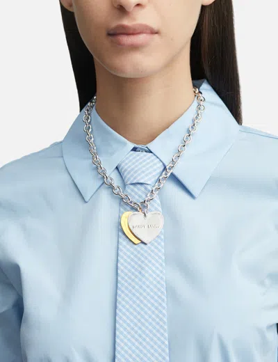 Sandy Liang Found Double Heart Pendant Necklace In Metallic