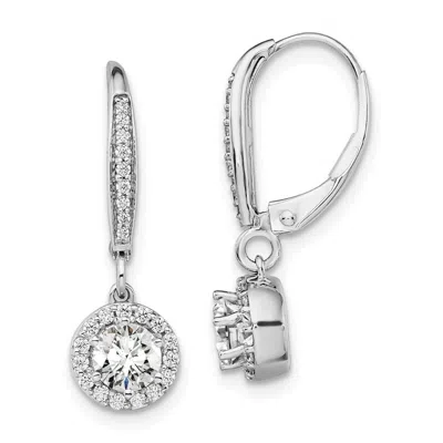 Diamond2deal 14k White Gold Lab Grown Diamond Round Drop Dangle Earrings In Metallic