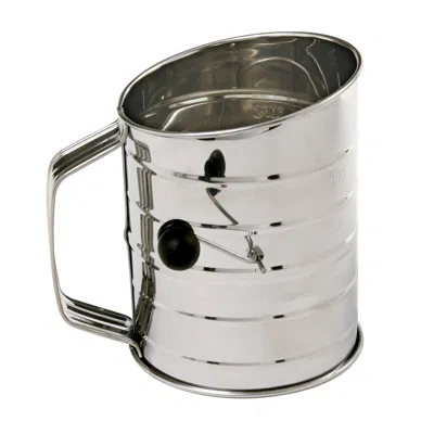 Norpro 3-cup Stainless Steel Rotary Flour Sifter, Hand Crank With 2 Wire Agitator In Metallic