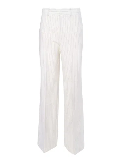 P.a.r.o.s.h Pinstripe Wide-leg Trousers With Tailored Elegance In White