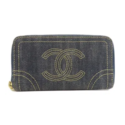 Pre-owned Chanel Long Wallet (bi-fold) () In Blue