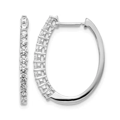 Diamond2deal 14k White Gold 3/4 Ct Round Lab Grown Diamond Hoop Earrings In Metallic