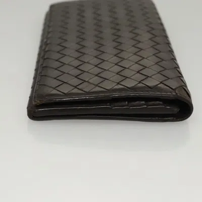 Pre-owned Bottega Veneta Intrecciato Brown Leather Wallet  ()