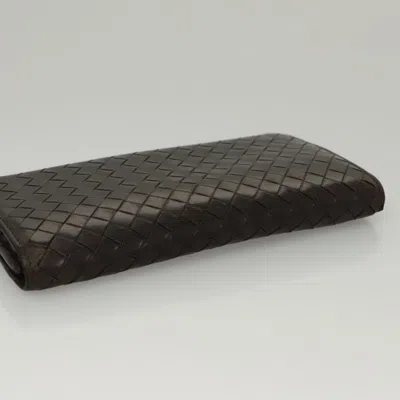 Pre-owned Bottega Veneta Intrecciato Brown Leather Wallet  ()
