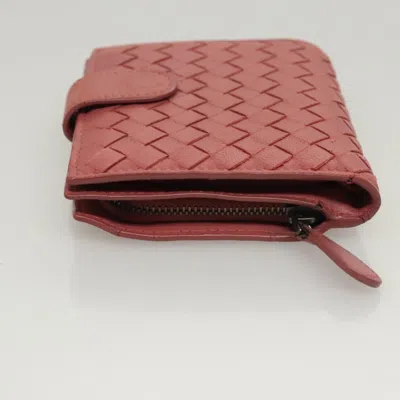Pre-owned Bottega Veneta Zipped Coin Purse Pink Leather Wallet  ()