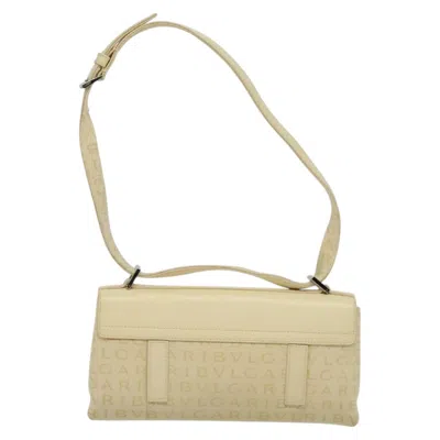 Pre-owned Bulgari Logo Mania Beige Canvas Shoulder Bag ()