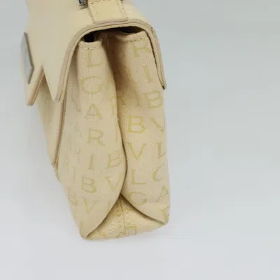 Pre-owned Bulgari Logo Mania Beige Canvas Shoulder Bag ()