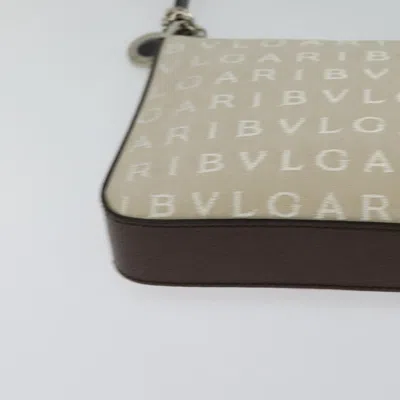 Pre-owned Bulgari Logo Mania Ecru Canvas Shoulder Bag ()