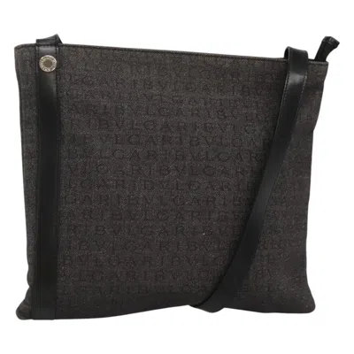 Pre-owned Bulgari Logo Mania Grey Canvas Shoulder Bag ()