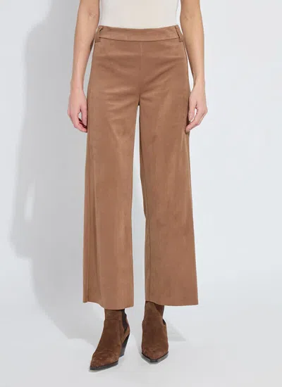Lyssé Vionette Vegan Suede Wide Leg Trouser Pants In Camel In Nude