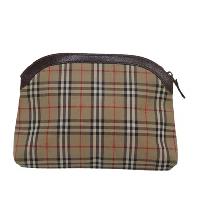 Pre-owned Burberry Nova Check Beige Canvas Clutch Bag ()