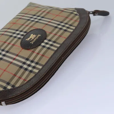 Pre-owned Burberry Nova Check Beige Canvas Clutch Bag ()