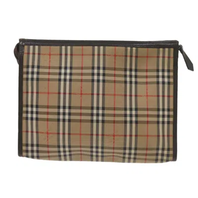 Pre-owned Burberry Nova Check Beige Canvas Clutch Bag ()