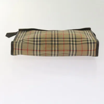 Pre-owned Burberry Nova Check Beige Canvas Clutch Bag ()