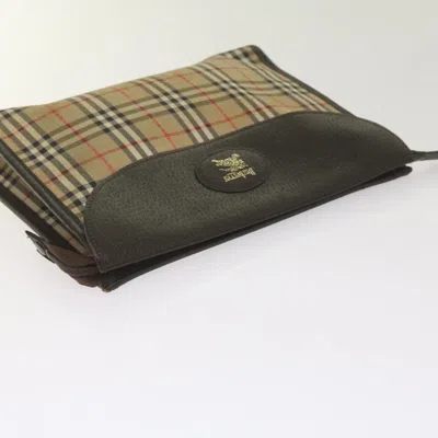 Pre-owned Burberry Nova Check Beige Canvas Clutch Bag ()