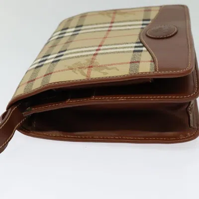 Pre-owned Burberry Nova Check Beige Canvas Clutch Bag ()