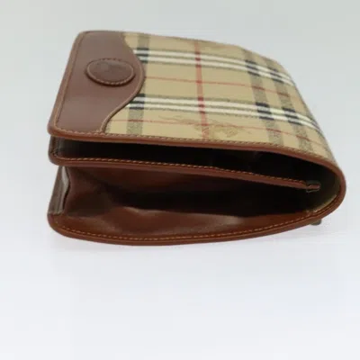 Pre-owned Burberry Nova Check Beige Canvas Clutch Bag ()