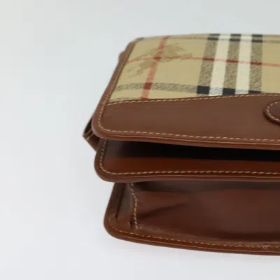 Pre-owned Burberry Nova Check Beige Canvas Clutch Bag ()