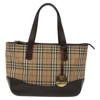 Pre-owned Burberry Nova Check Beige Canvas Tote Bag ()