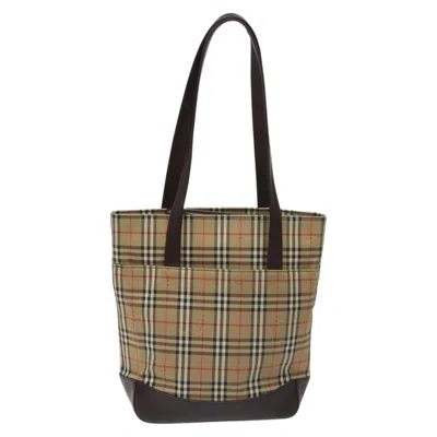 Pre-owned Burberry Nova Check Beige Canvas Tote Bag ()