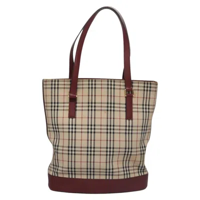 Pre-owned Burberry Nova Check Beige Canvas Tote Bag ()