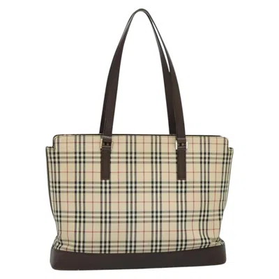 Pre-owned Burberry Nova Check Beige Canvas Tote Bag ()