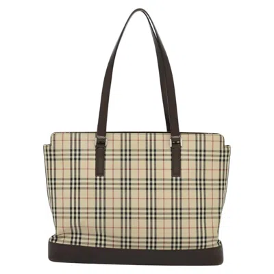 Pre-owned Burberry Nova Check Beige Canvas Tote Bag ()