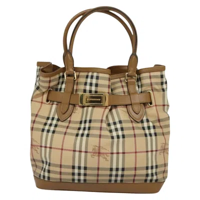 Pre-owned Burberry Nova Check Beige Canvas Tote Bag ()
