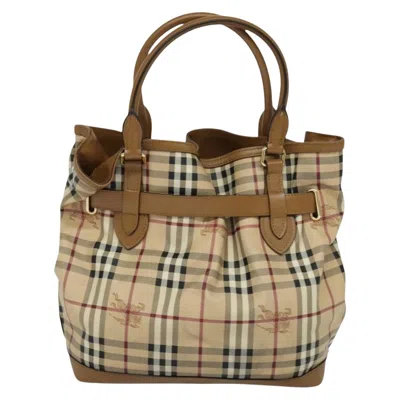 Pre-owned Burberry Nova Check Beige Canvas Tote Bag ()