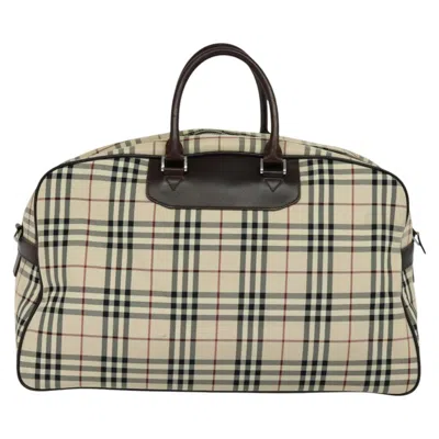 Pre-owned Burberry Nova Check Beige Canvas Travel Bag ()