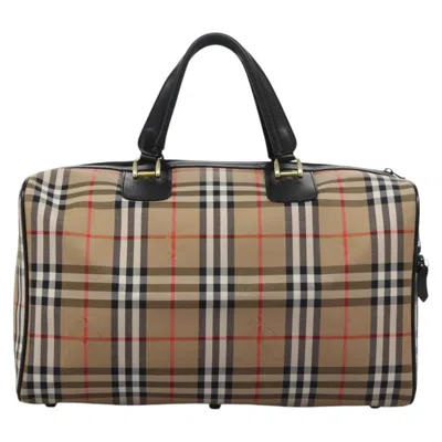 Pre-owned Burberry Nova Check Beige Canvas Travel Bag ()