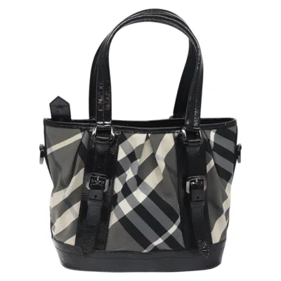 Pre-owned Burberry Nova Check Black Nylon Tote Bag ()