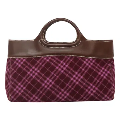 Pre-owned Burberry Nova Check Purple Wool Tote Bag ()
