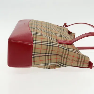 Pre-owned Burberry Nova Check Red Canvas Tote Bag ()