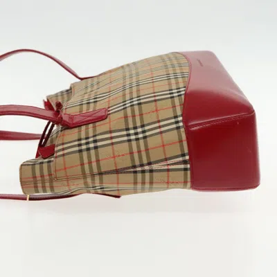Pre-owned Burberry Nova Check Red Canvas Tote Bag ()