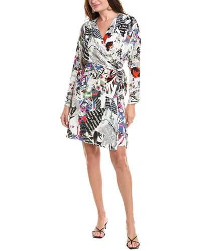 Diane Von Furstenberg Shia Patchwork-print Mini Wrap Dress In White