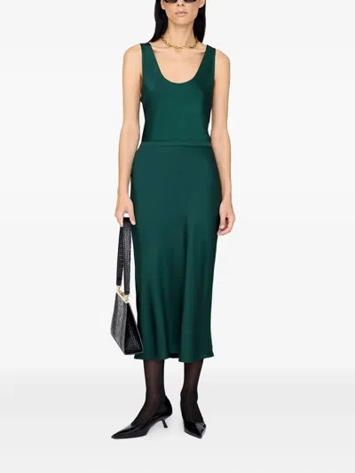 Anine Bing Bar Silk Skirt In Green