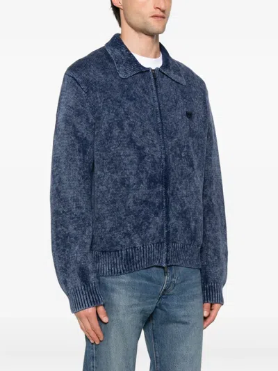 Daily Paper Zip-up Cardigan In Blue