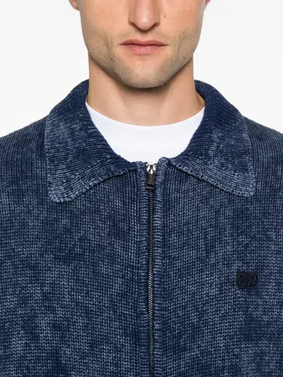 Daily Paper Zip-up Cardigan In Blue